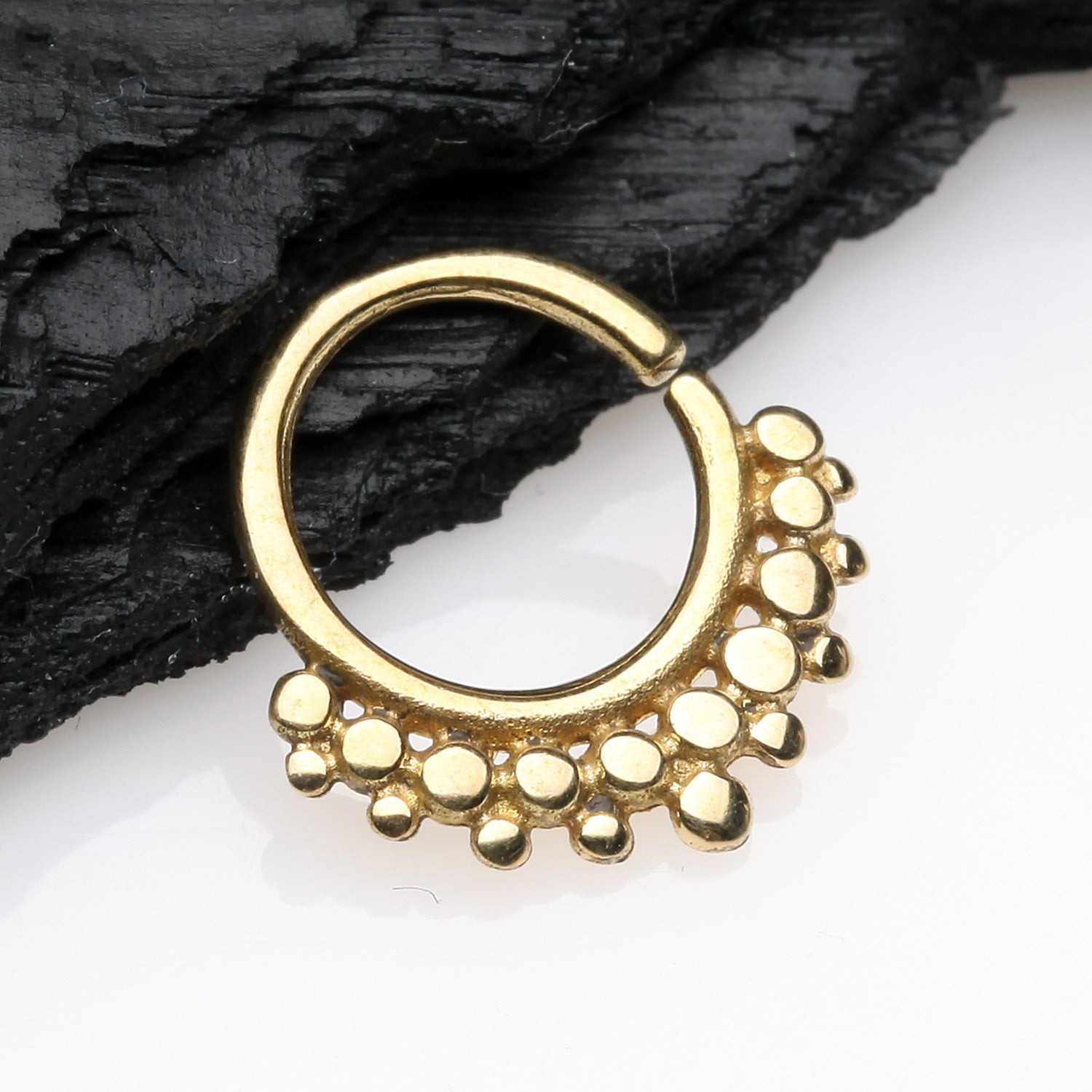 Detail View 1 of Golden Bali Tribal Beads Brass Bendable Twist Hoop Ring