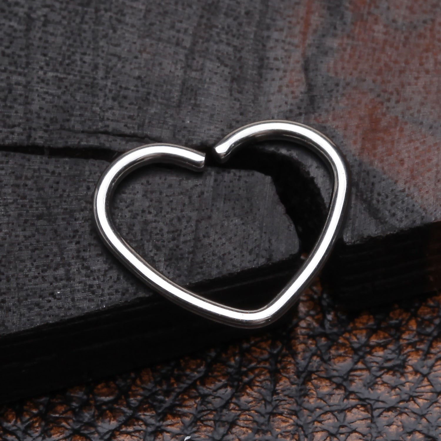Detail View 1 of Heart Bendable Twist Hoop Ring-Steel