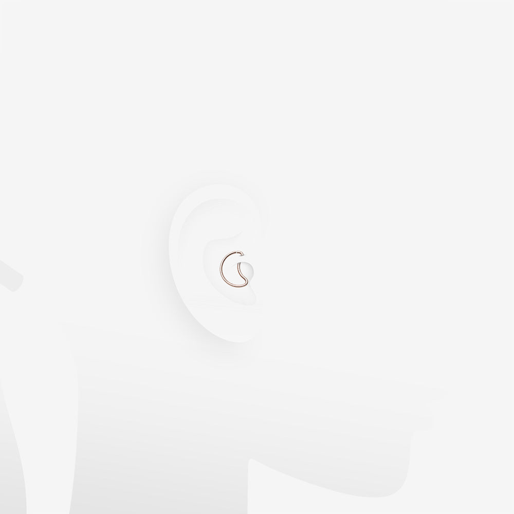 Detail View 2 of Rose Gold Crescent Moon Bendable Twist Hoop Ring-Rose Gold