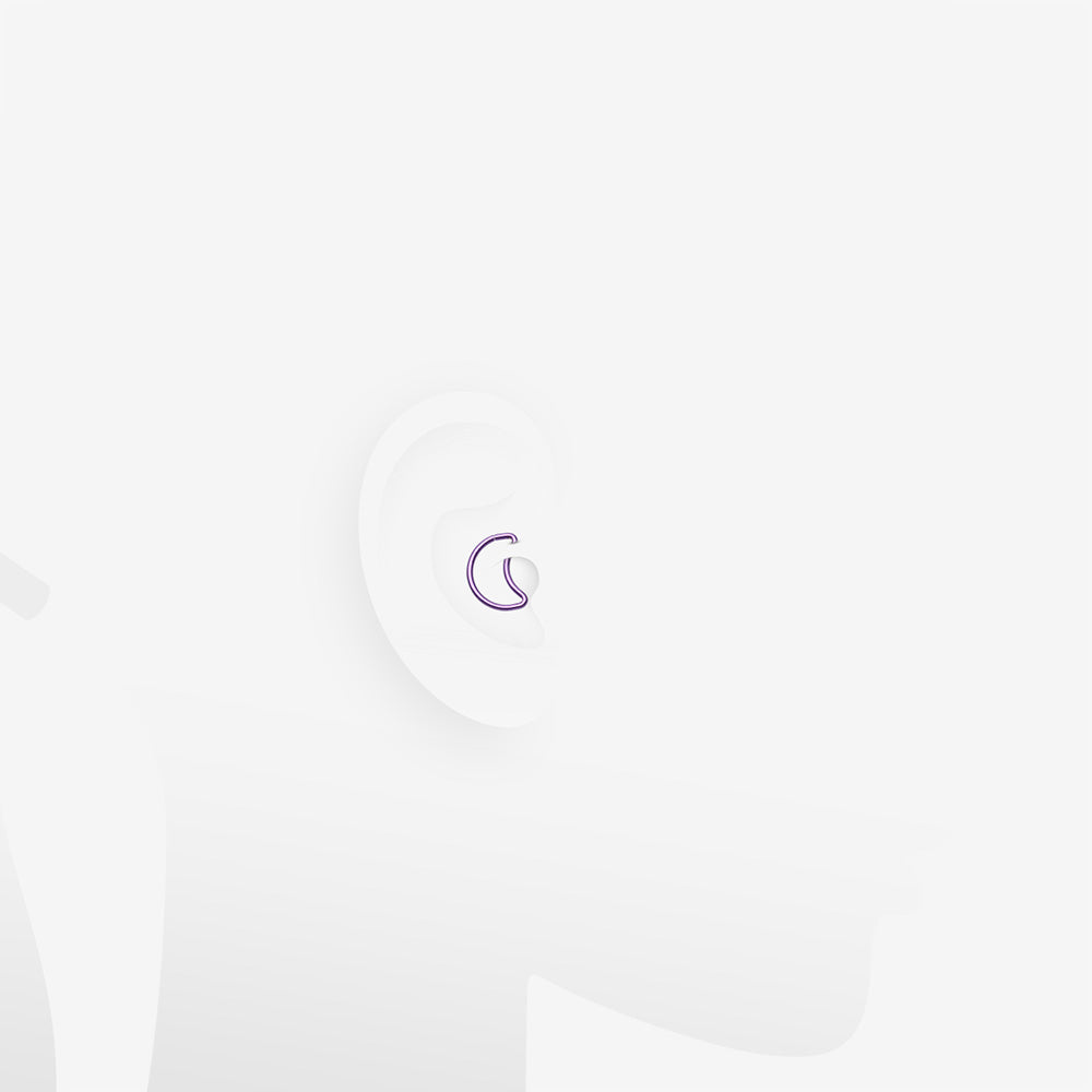 Detail View 2 of Colorline Crescent Moon Bendable Twist Hoop Ring-Purple