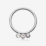 Triple Gem Sparkle Bendable Twist Hoop Ring
