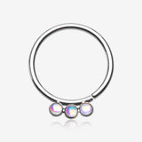 Iridescent Revo Triple Sparkle Bendable Twist Hoop Ring