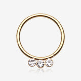 Golden Triple Gem Sparkle Bendable Twist Hoop Ring