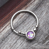 Detail View 1 of Opalescent Grandiose Bendable Twist Hoop Ring-Purple