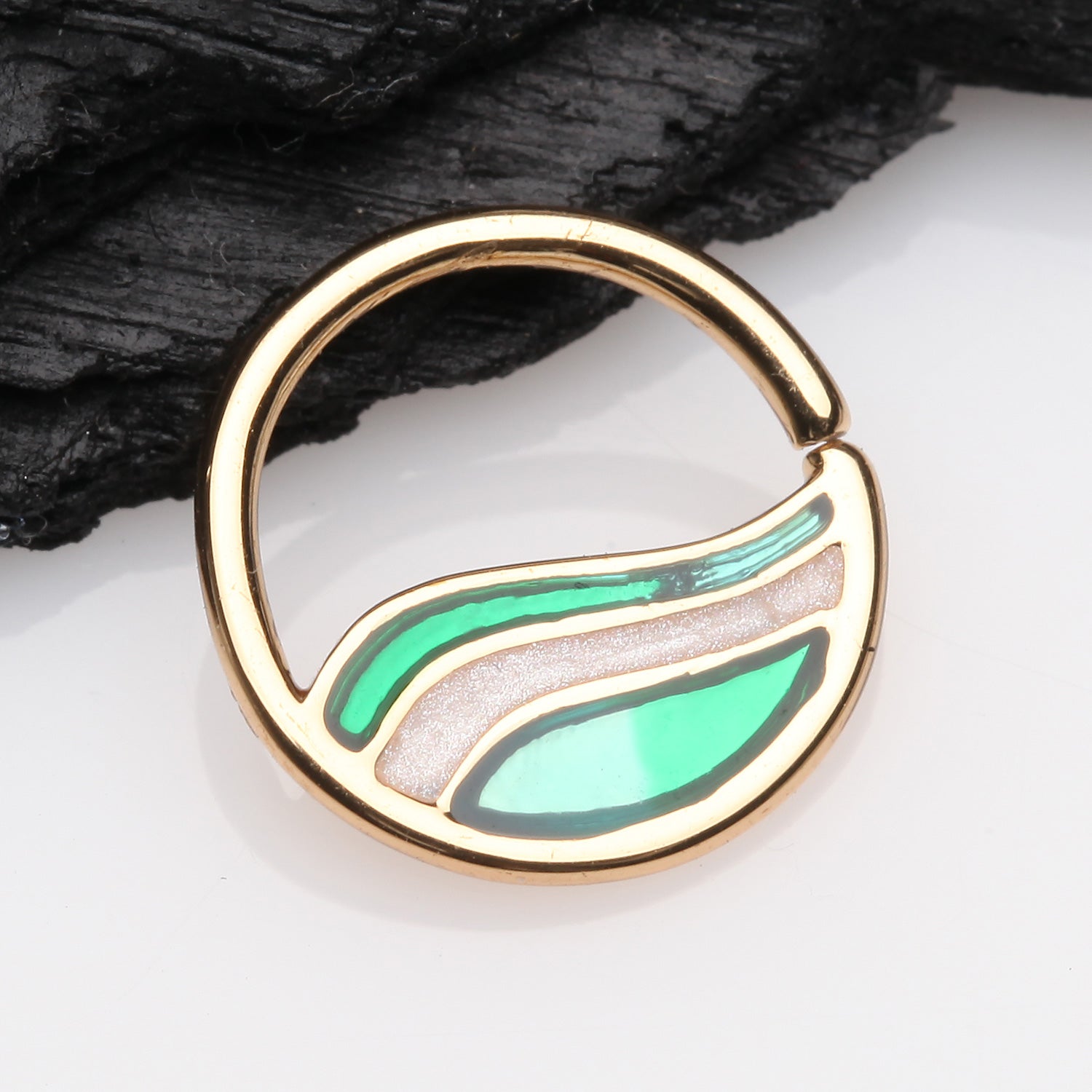 Detail View 1 of Golden Wave Layered Seamless Bendable Hoop Ring