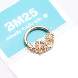 Detail View 3 of Golden Flower Garden Sparkle Bendable Hoop Ring-Clear Gem