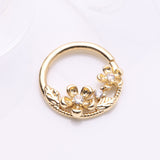 Detail View 1 of Golden Flower Garden Sparkle Bendable Hoop Ring-Clear Gem