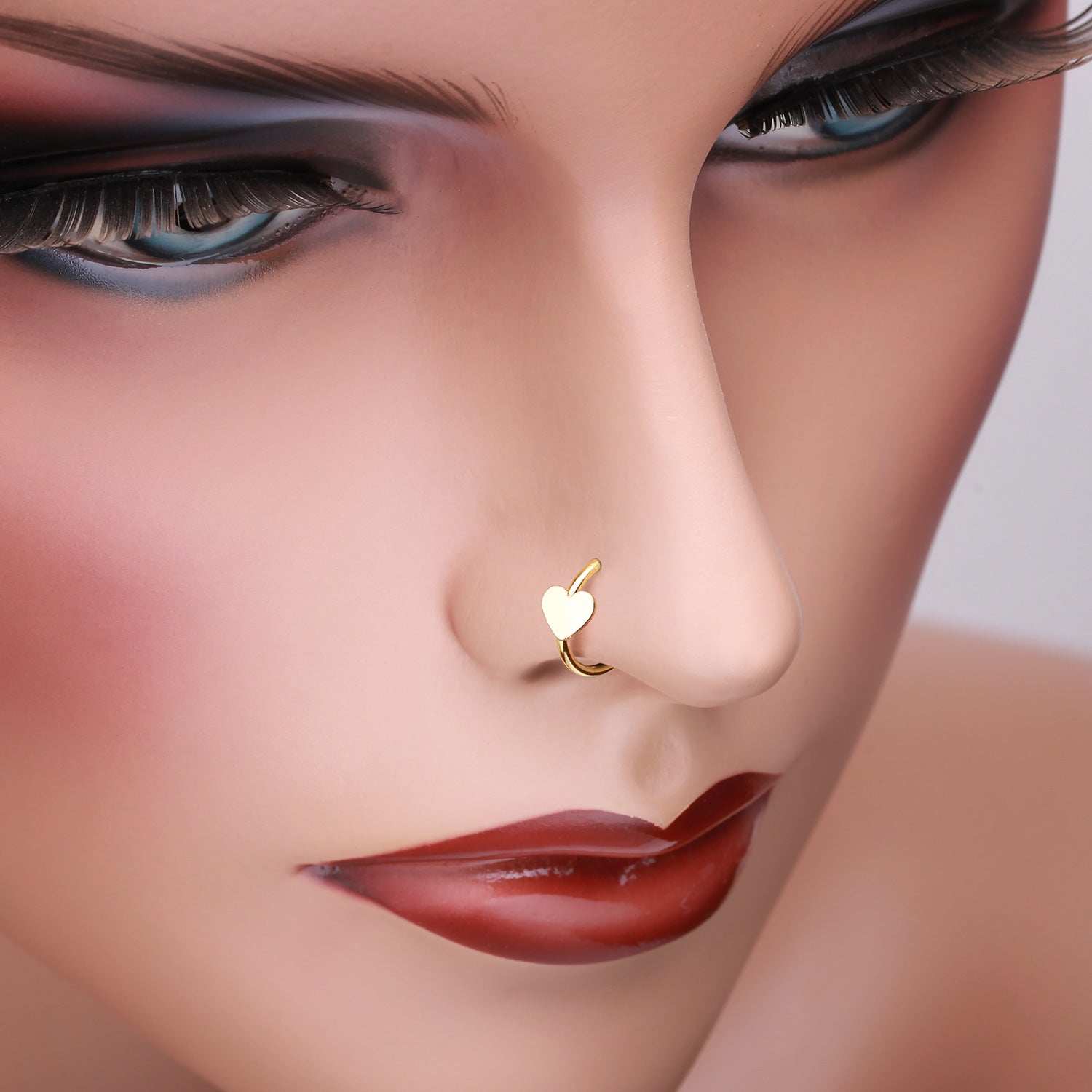 Detail View 1 of Golden Heart Bendable Nose Hoop-Gold