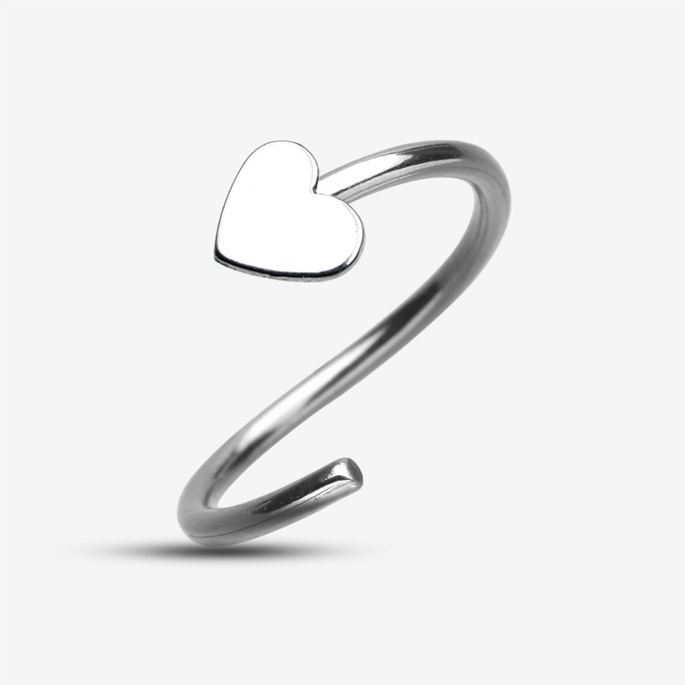 Detail View 2 of Heart Bendable Nose Hoop-Steel