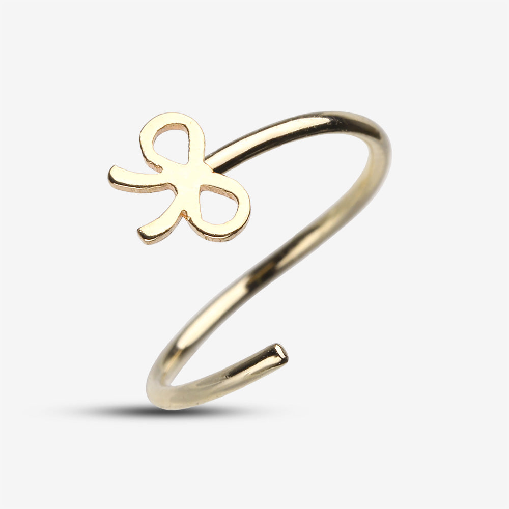 Detail View 2 of Golden Bow-Tie Bendable Nose Hoop-Gold