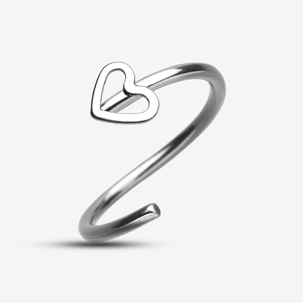 Detail View 2 of Heart Loop Bendable Nose Hoop-Steel