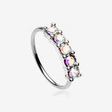 Aurora Multi-Gem Princess Prong Sparkles Bendable Hoop Ring