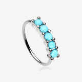 Turquoise Multi Beads Princess Prong Bendable Hoop Ring