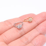 Detail View 3 of Brilliant Spring Flower Sparkle Bendable Hoop Ring-Clear Gem