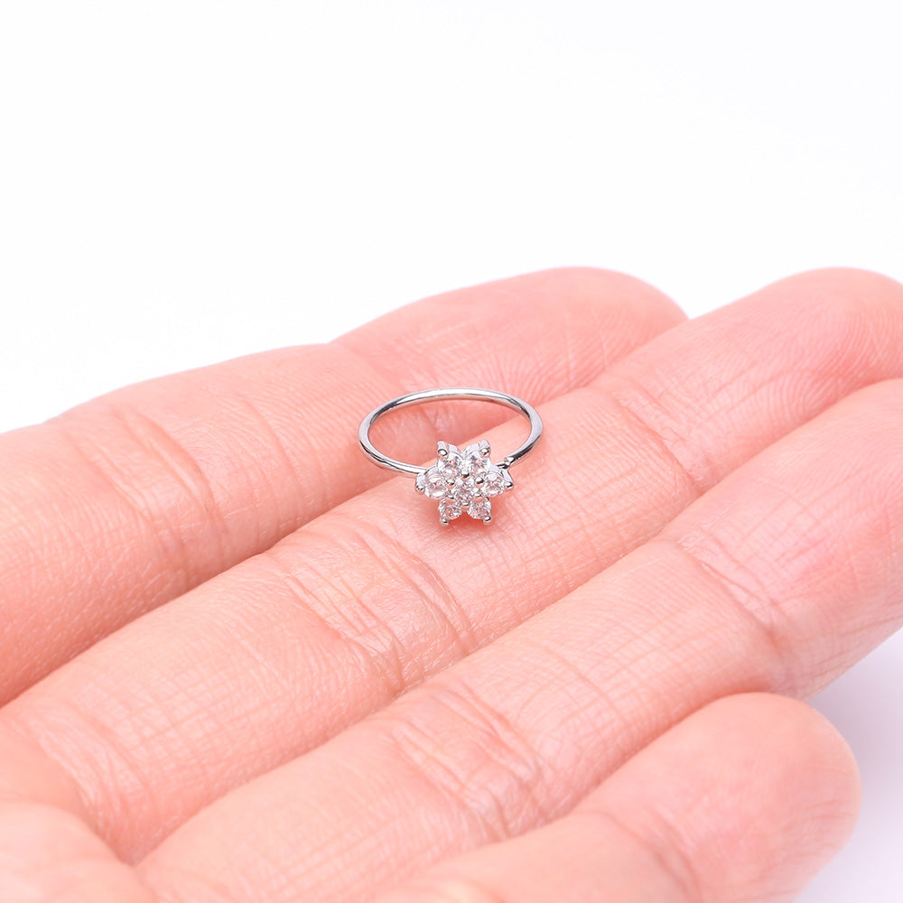 Detail View 2 of Brilliant Spring Flower Sparkle Bendable Hoop Ring-Clear Gem