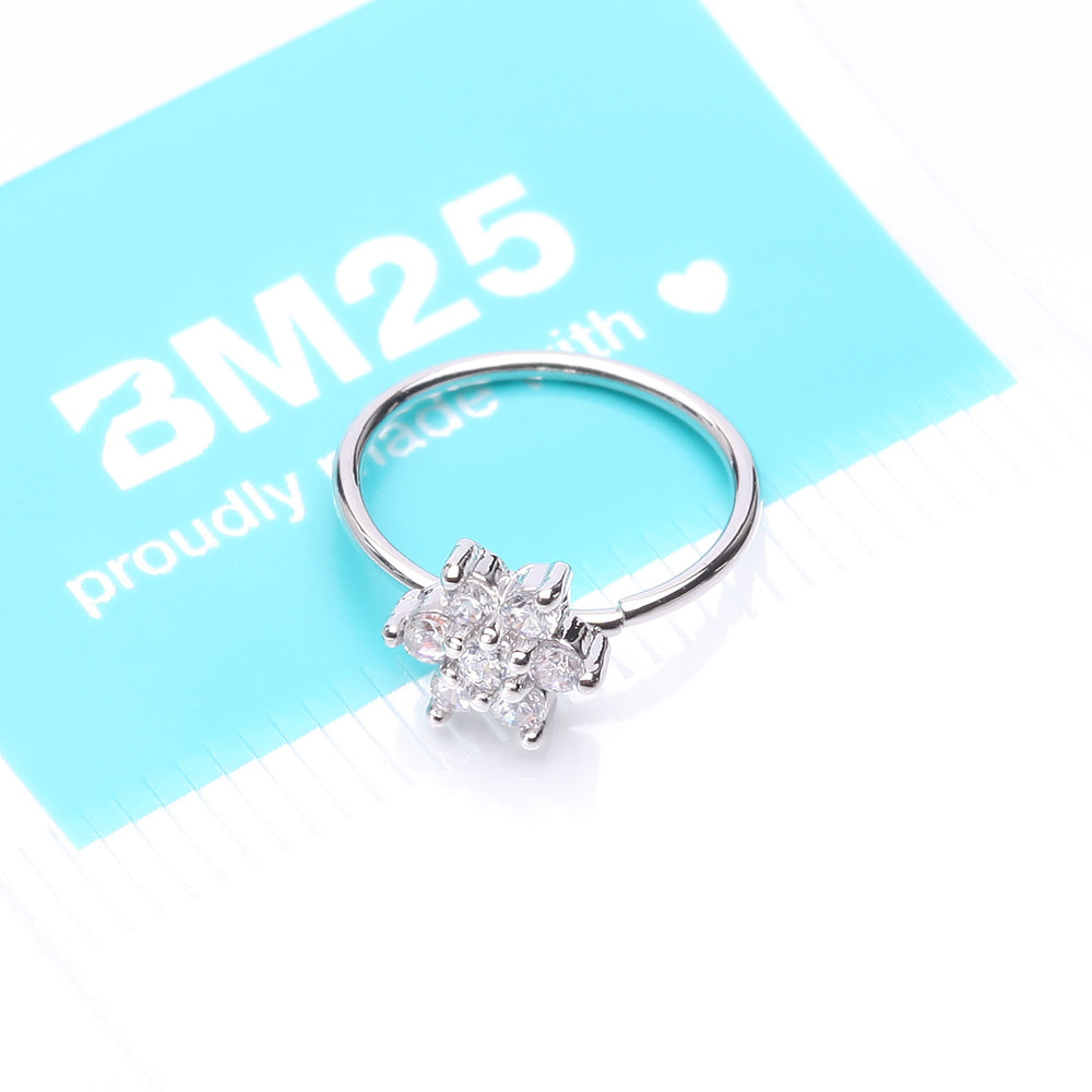 Detail View 4 of Brilliant Spring Flower Sparkle Bendable Hoop Ring-Clear Gem