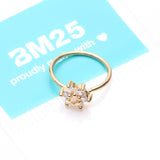 Detail View 4 of Golden Brilliant Spring Flower Sparkle Bendable Hoop Ring-Clear Gem