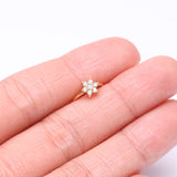 Detail View 2 of Golden Brilliant Spring Flower Sparkle Bendable Hoop Ring-Clear Gem