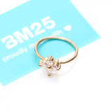 Detail View 4 of Golden Radiant Star Sparkle Bendable Hoop Ring-Clear Gem