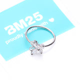 Detail View 4 of Dainty Butterfly Sparkle Bendable Hoop Ring-Clear Gem