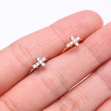 Detail View 3 of Golden Brilliant Sparkle Cross Multi-Gem Bendable Hoop Ring-Clear Gem