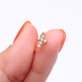 Detail View 2 of Golden Brilliant Sparkle Cross Multi-Gem Bendable Hoop Ring-Clear Gem