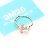 Detail View 4 of Golden Brilliant Sparkle Cross Multi-Gem Bendable Hoop Ring-Clear Gem
