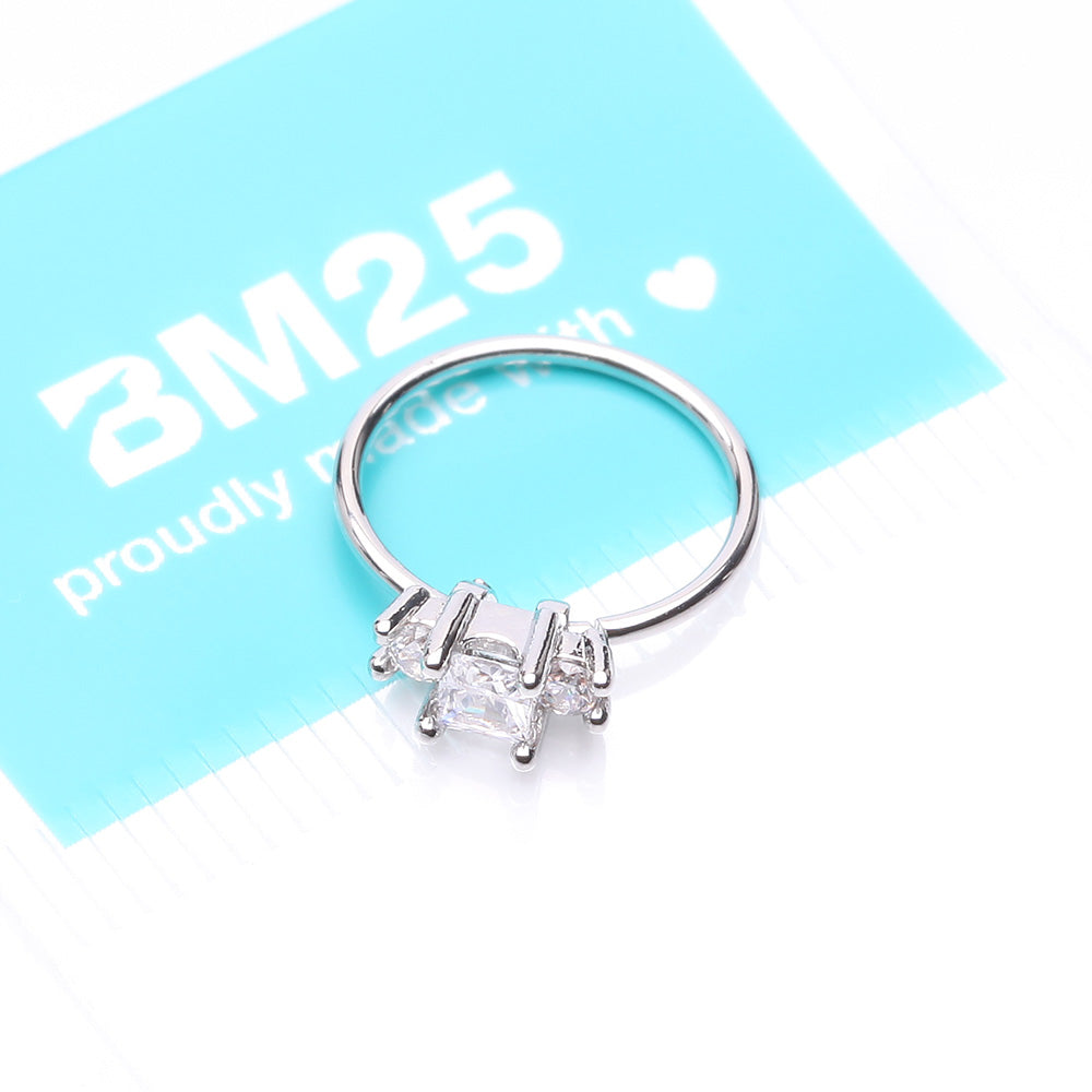 Detail View 4 of Triple Tiered Sparkle Multi-Gem Bendable Hoop Ring-Clear Gem