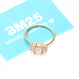 Detail View 4 of Golden Triple Tiered Sparkle Multi-Gem Bendable Hoop Ring-Clear Gem