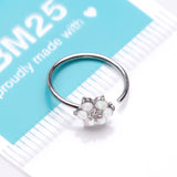 Detail View 3 of Opalescent Sparkle Spring Flower Bendable Hoop Ring-Clear Gem/White
