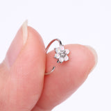 Detail View 2 of Opalescent Sparkle Spring Flower Bendable Hoop Ring-Clear Gem/White