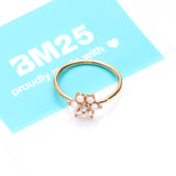 Detail View 4 of Golden Opalescent Spring Flower Sparkle Bendable Hoop Ring-Clear Gem/White