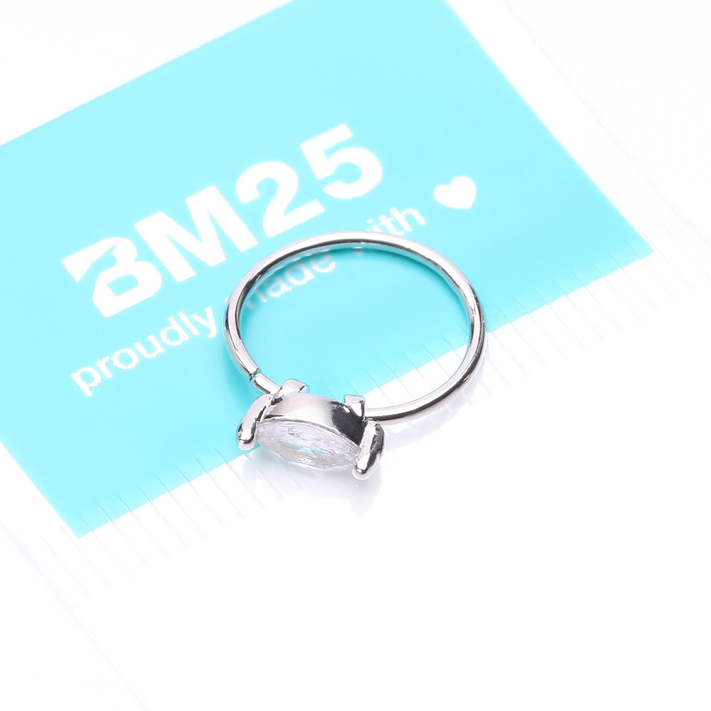 Detail View 4 of Classic Marquise Gem Sparkle Bendable Hoop Ring-Clear Gem