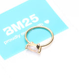 Detail View 4 of Golden Classic Marquise Gem Sparkle Bendable Hoop Ring-Clear Gem