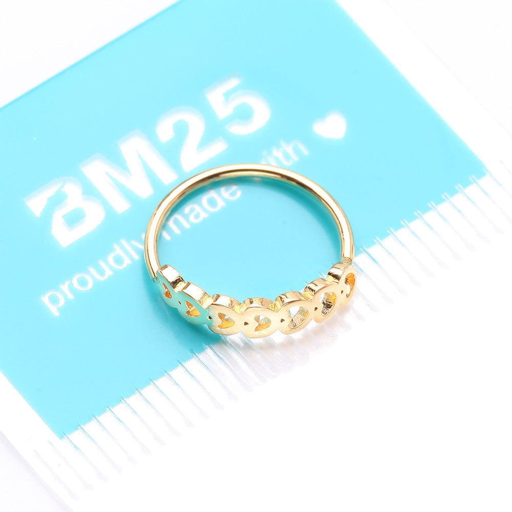 Detail View 3 of Golden Hollow Heart Infinite Steel Bendable Hoop Ring