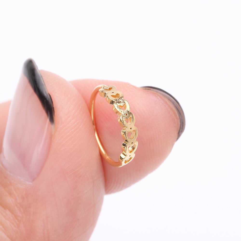 Detail View 2 of Golden Hollow Heart Infinite Steel Bendable Hoop Ring