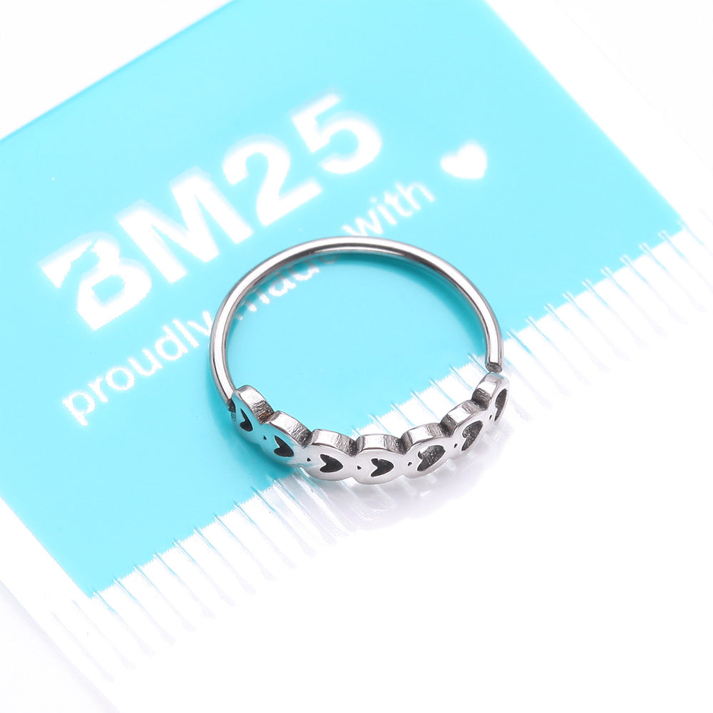 Detail View 3 of Hollow Heart Infinite Steel Bendable Hoop Ring