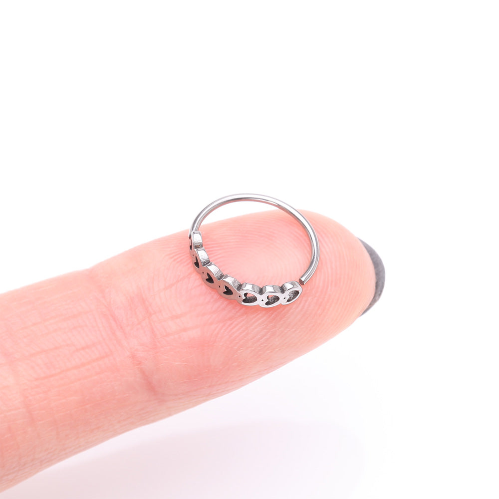 Detail View 2 of Hollow Heart Infinite Steel Bendable Hoop Ring