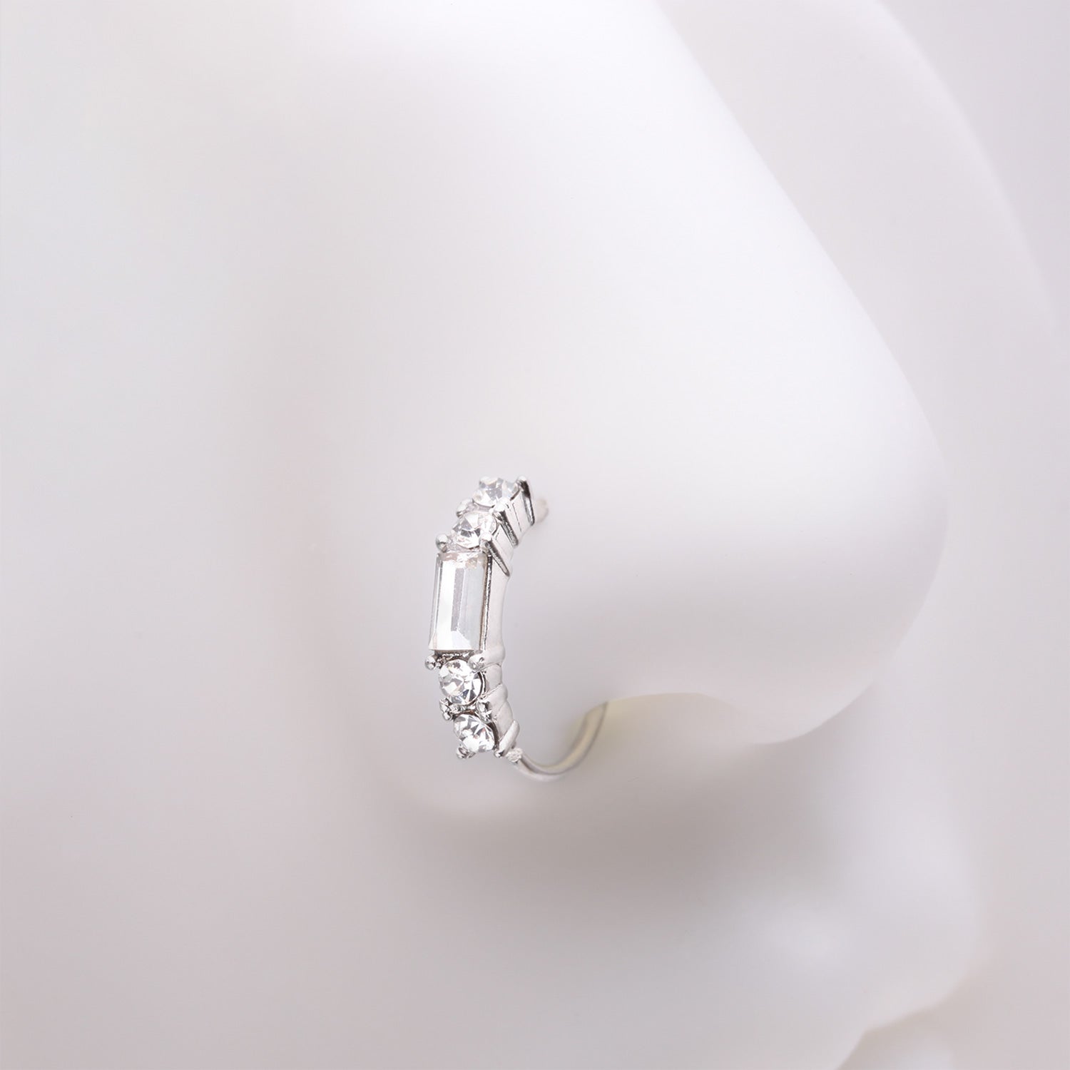 Detail View 1 of Sparkle Baguette Multi-Gem Bendable Hoop Ring-Clear Gem