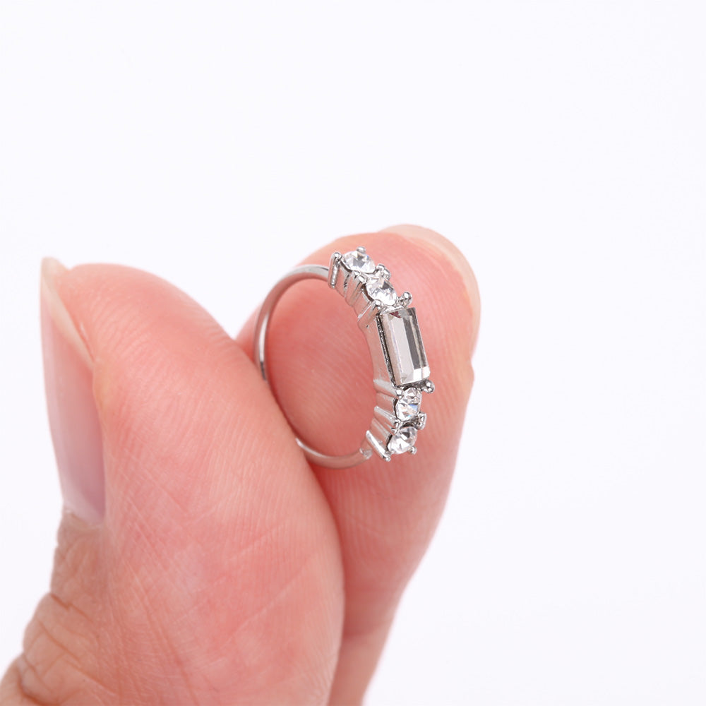 Detail View 2 of Sparkle Baguette Multi-Gem Bendable Hoop Ring-Clear Gem