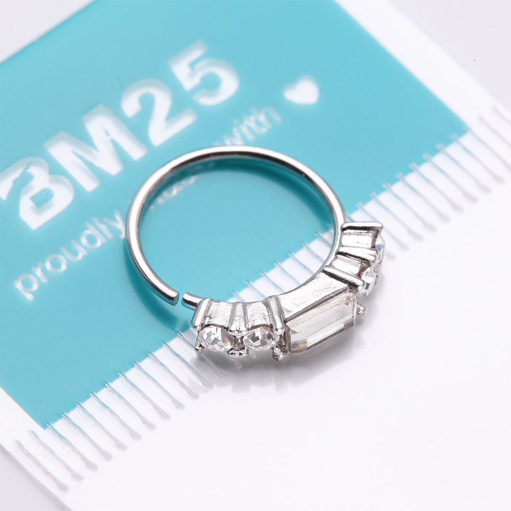 Detail View 4 of Sparkle Baguette Multi-Gem Bendable Hoop Ring-Clear Gem