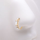 Detail View 1 of Golden Sparkle Baguette Multi-Gem Bendable Hoop Ring-Clear Gem