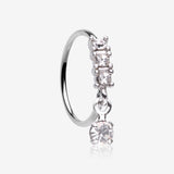 Sparkle Trio Dangle Multi-Gem Bendable Hoop Ring