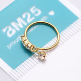 Detail View 4 of Golden Sparkle Trio Dangle Multi-Gem Bendable Hoop Ring-Clear Gem