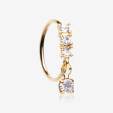 Golden Sparkle Trio Dangle Multi-Gem Bendable Hoop Ring