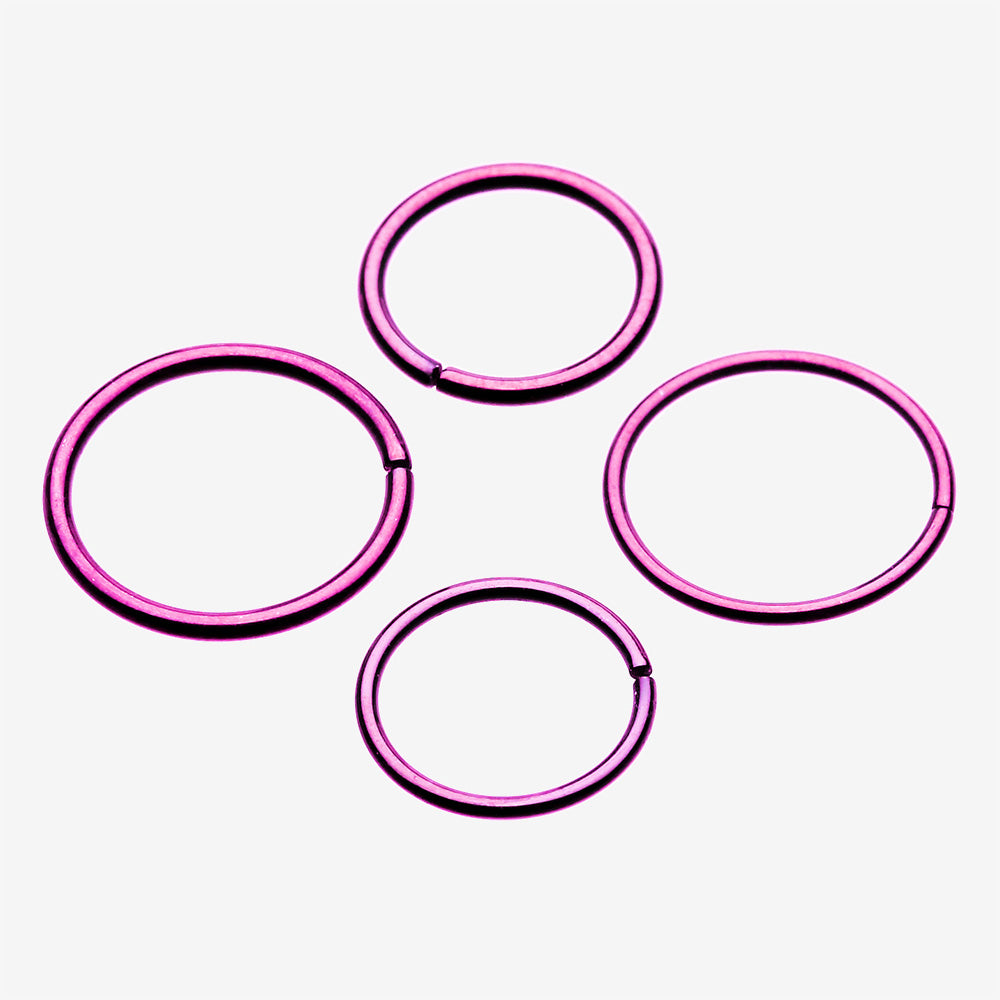 Detail View 3 of Colorline Basic Steel Bendable Hoop Ring-Purple