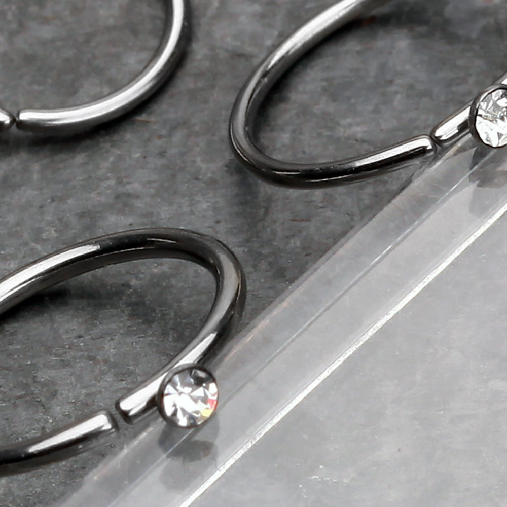 Detail View 3 of Gem Top Bendable Steel Nose Hoop-Clear Gem
