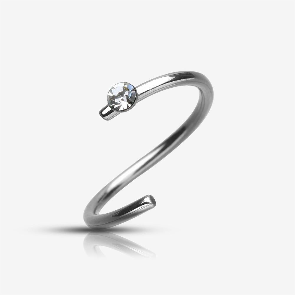 Detail View 2 of Gem Top Bendable Steel Nose Hoop-Clear Gem