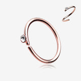 Rose Gold Gem Top Bendable Steel Hoop Ring