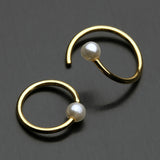 Detail View 3 of Golden Pearl Bead Bendable Nose Hoop-White